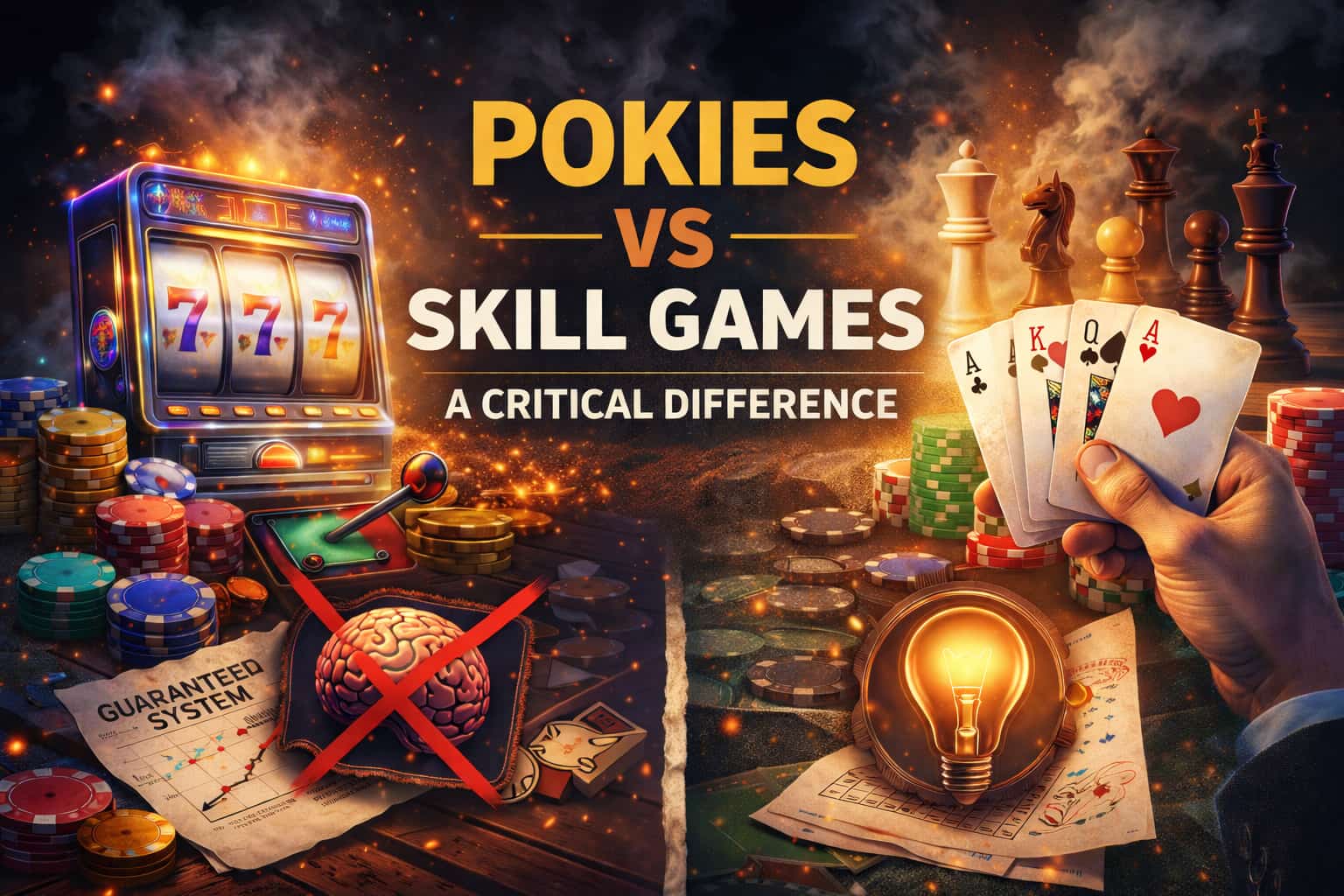 image looking at pokies vs skill games